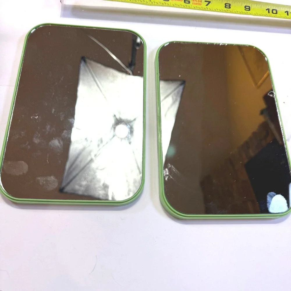 Vintage Avocado Green Folding Locker Mirrors Set of 2 Wall Mount Tabletop Retro